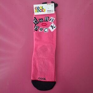 Cool Socks Womens Mean Girls Burn Book Pink Crew Socks Fits Size 5-10